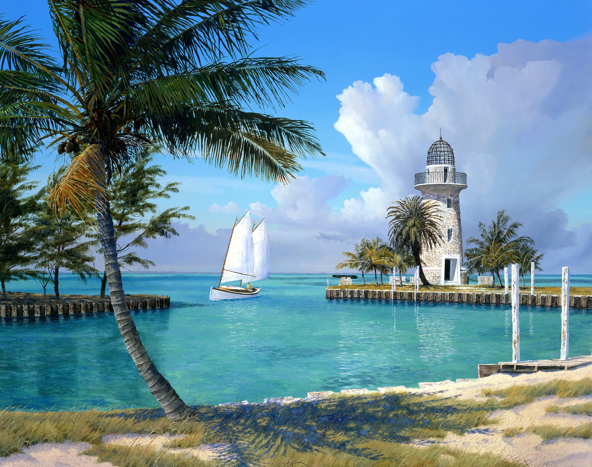 URBAN HUCHET リトグラフ　Boca point Boca Chita Lighthouse – Phil Capen Art